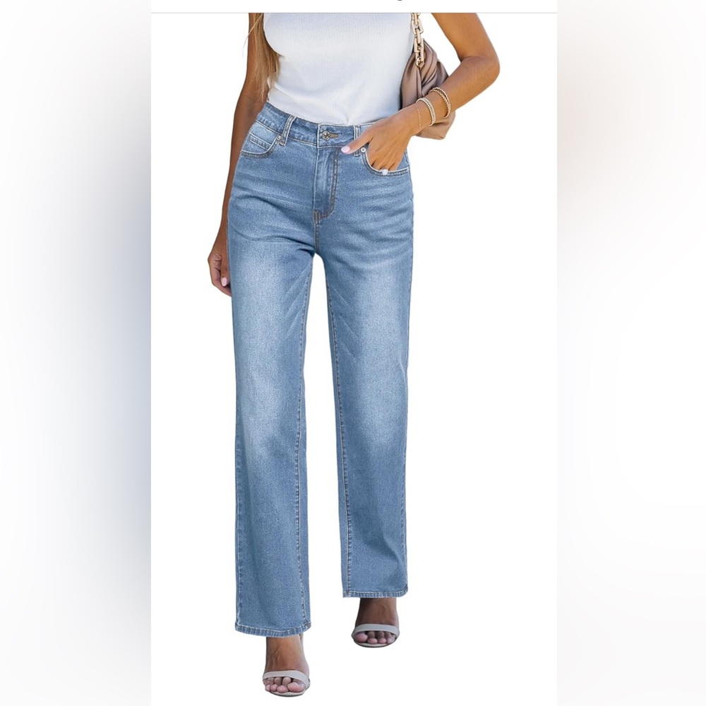 luvamia High Waisted Jeans for Women Trendy Baggy Straight Leg size: Large color